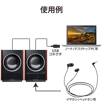 Amazon | エレコム PCスピーカー 木のスピーカ- USB電源 5W